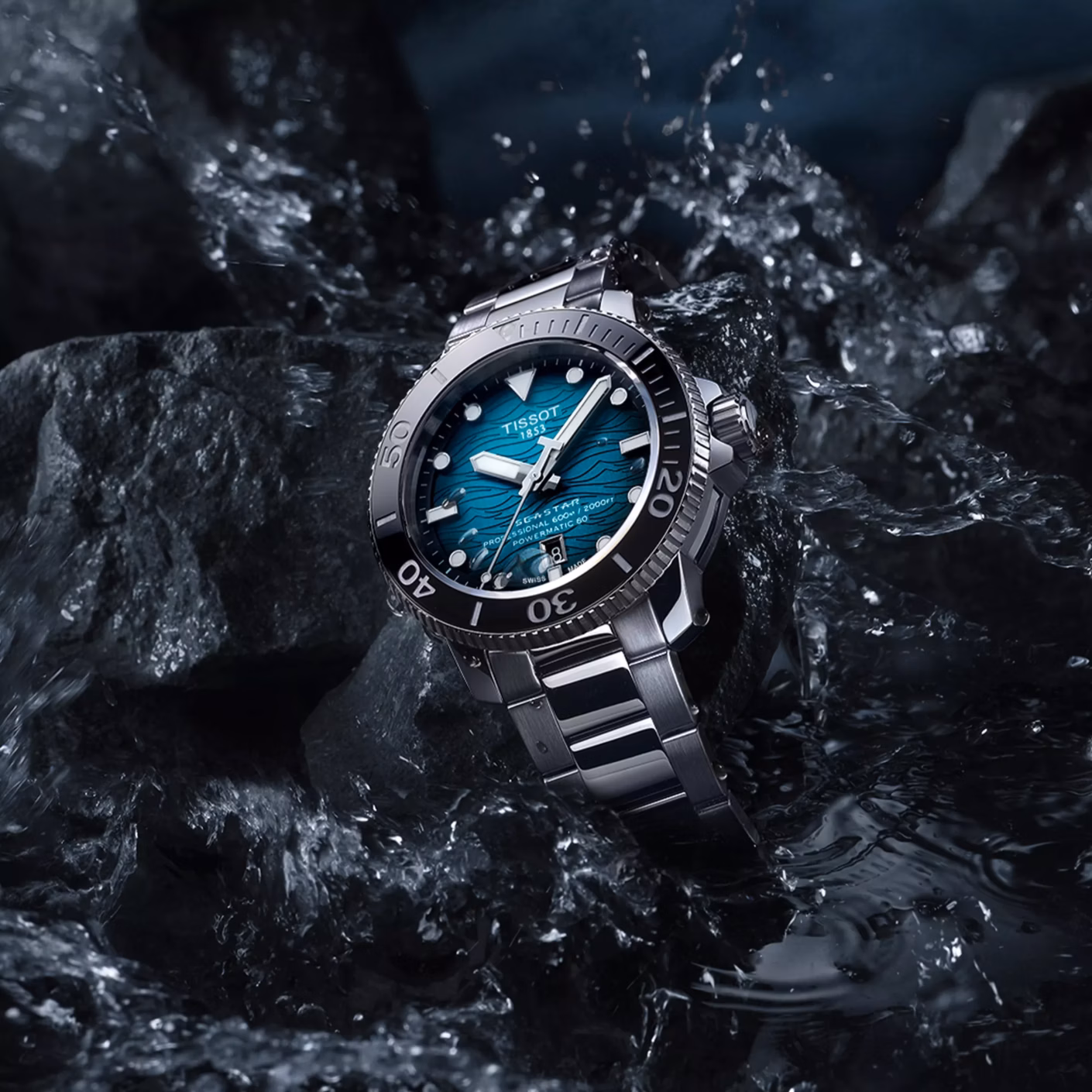 TISSOT 天梭 Seastar 2000 Professional Powermatic 80 46mm 海星淺藍面潛水錶 廣告款 T120.607.11.041.00