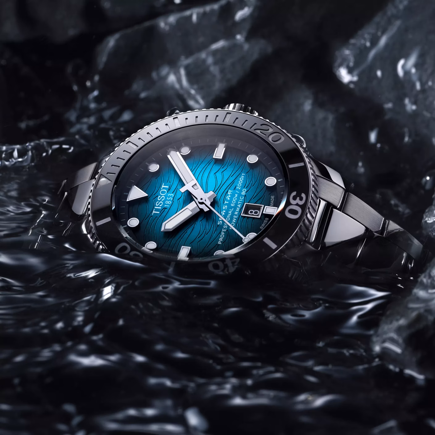 TISSOT 天梭 Seastar 2000 Professional Powermatic 80 46mm 海星淺藍面潛水錶 廣告款 T120.607.11.041.00