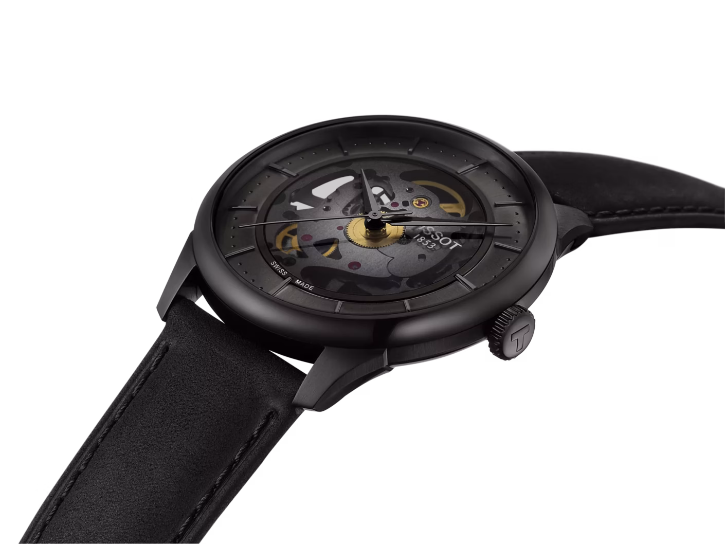 TISSOT 天梭 Chemin des Tourelles Skeleton 杜魯爾 黑色鏤空機械錶 T139.836.36.441.00