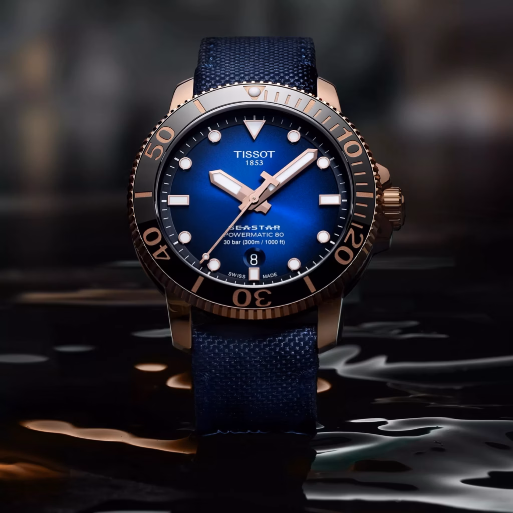 TISSOT 天梭 Seastar 1000 Powermatic 80 43mm 玫瑰金海星潛水錶 T120.407.37.041.00