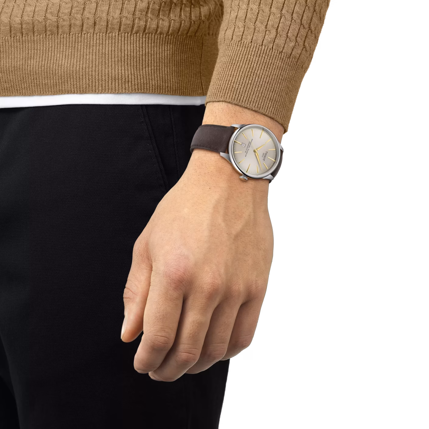 TISSOT 天梭 Chemin des Tourelles Powermatic 80 42mm 杜魯爾 廣告款象牙色機械錶 T139.407.16.261.00