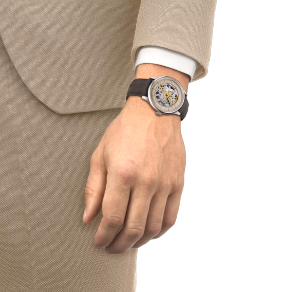 TISSOT 天梭 Chemin des Tourelles Skeleton 杜魯爾 象牙色鏤空機械錶 T139.836.16.261.00：圖片 5