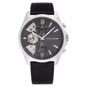 Tommy Hilfiger 鏤空三眼皮革腕錶 1710644