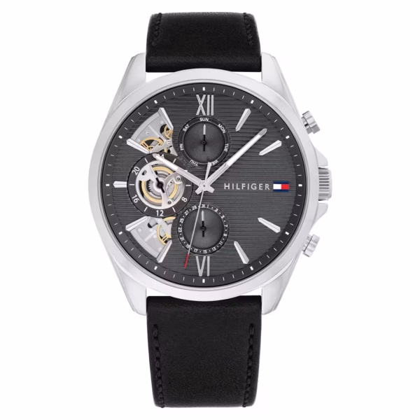 Tommy Hilfiger 鏤空三眼皮革腕錶 1710644