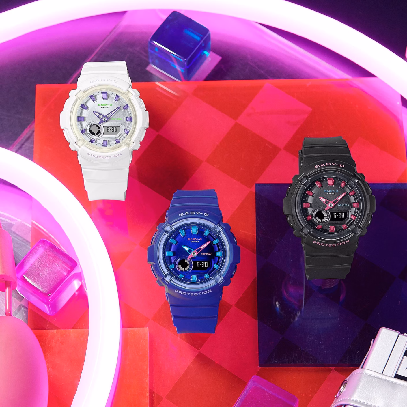 CASIO 卡西歐 BABY-G BGA-280DN-1A 霓虹舞動粉紅 指針數位雙顯錶