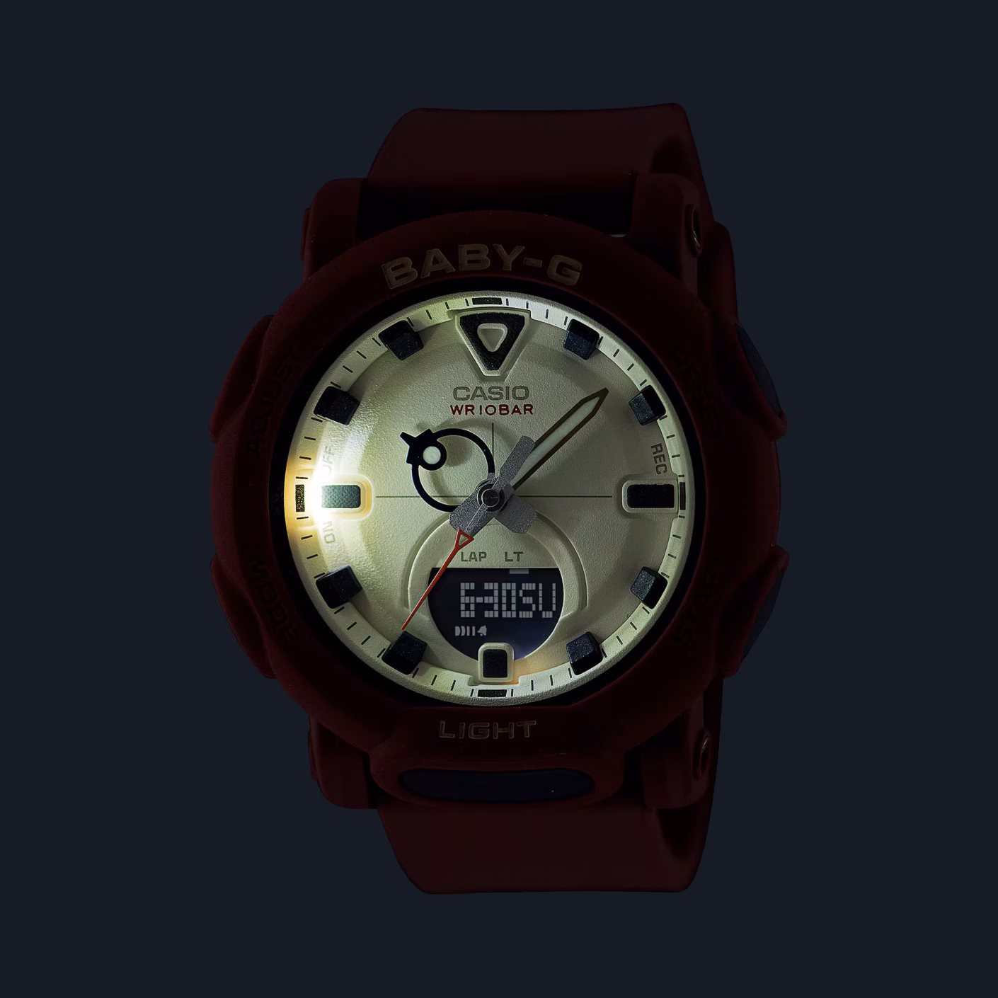 CASIO 卡西歐 BABY-G BGA-310RP-4A 勃艮第酒紅 指針數位雙顯錶