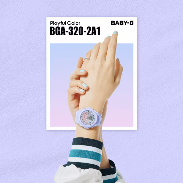 CASIO 卡西歐 BABY-G BGA-320-2A1 粉紫色漸層 指針數位雙顯錶：圖片 2