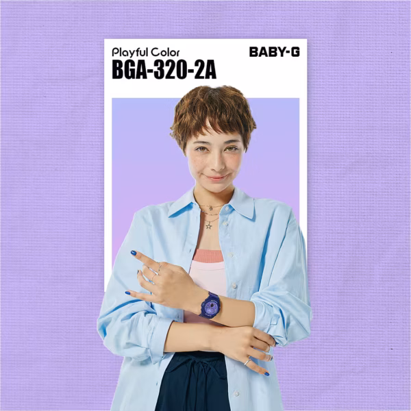 CASIO 卡西歐 BABY-G BGA-320-2A 紫色漸層 指針數位雙顯錶：圖片 3