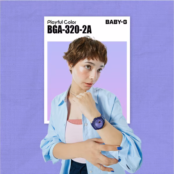 CASIO 卡西歐 BABY-G BGA-320-2A 紫色漸層 指針數位雙顯錶：圖片 4