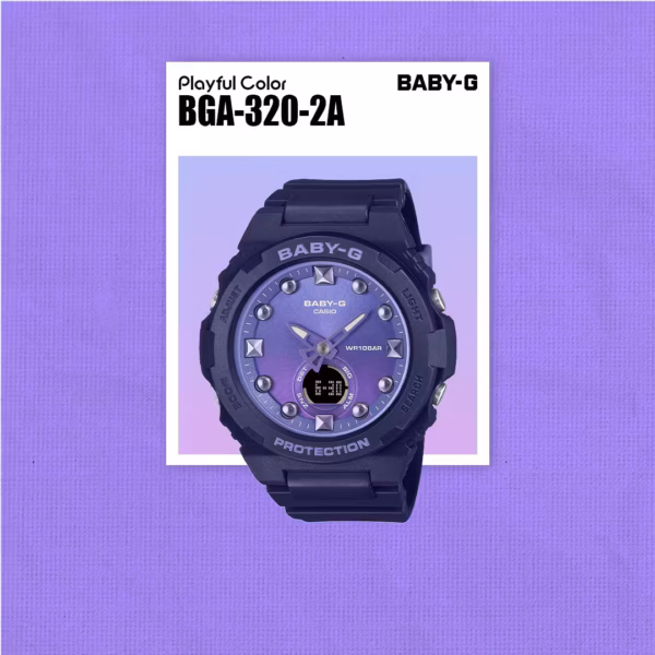 CASIO 卡西歐 BABY-G BGA-320-2A 紫色漸層 指針數位雙顯錶：圖片 5