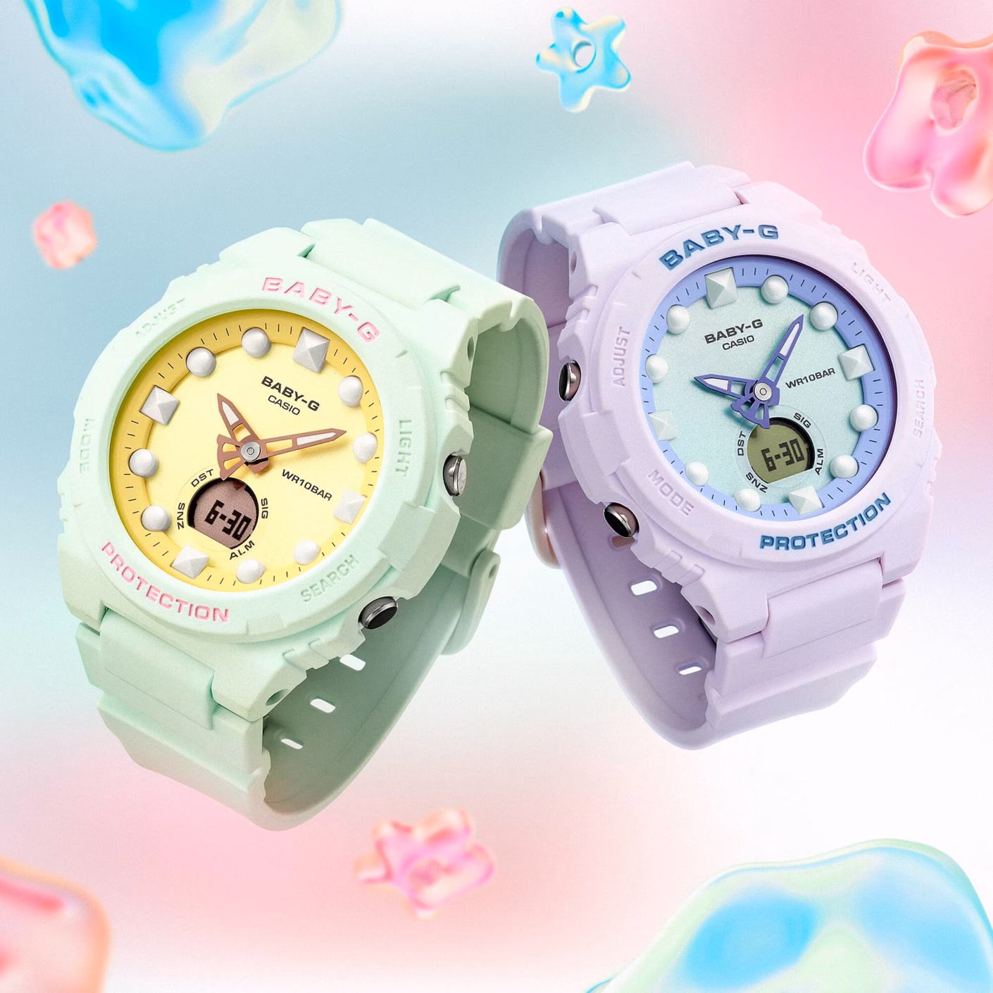 CASIO 卡西歐 BABY-G BGA-320FH-4A 夢幻粉紫色 指針數位雙顯錶