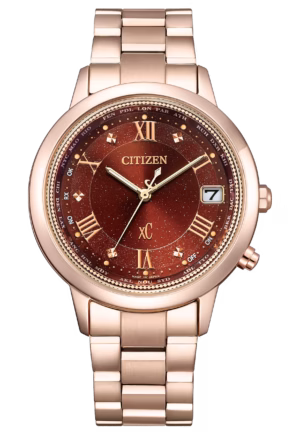 CITIZEN 星辰 xC 台灣限定 廣告款 酒紅韶光鈦金屬電波女錶 CB1138-62W