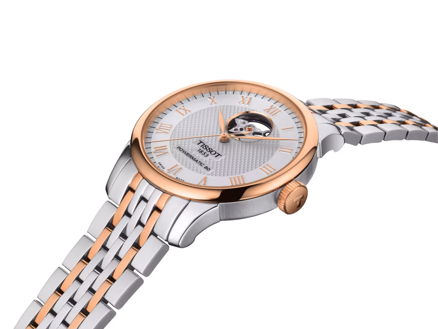 TISSOT 天梭 Le Locle Powermatic 80 Open Heart 力洛克 玫瑰金 鏤空機械錶 T006.407.22.033.02