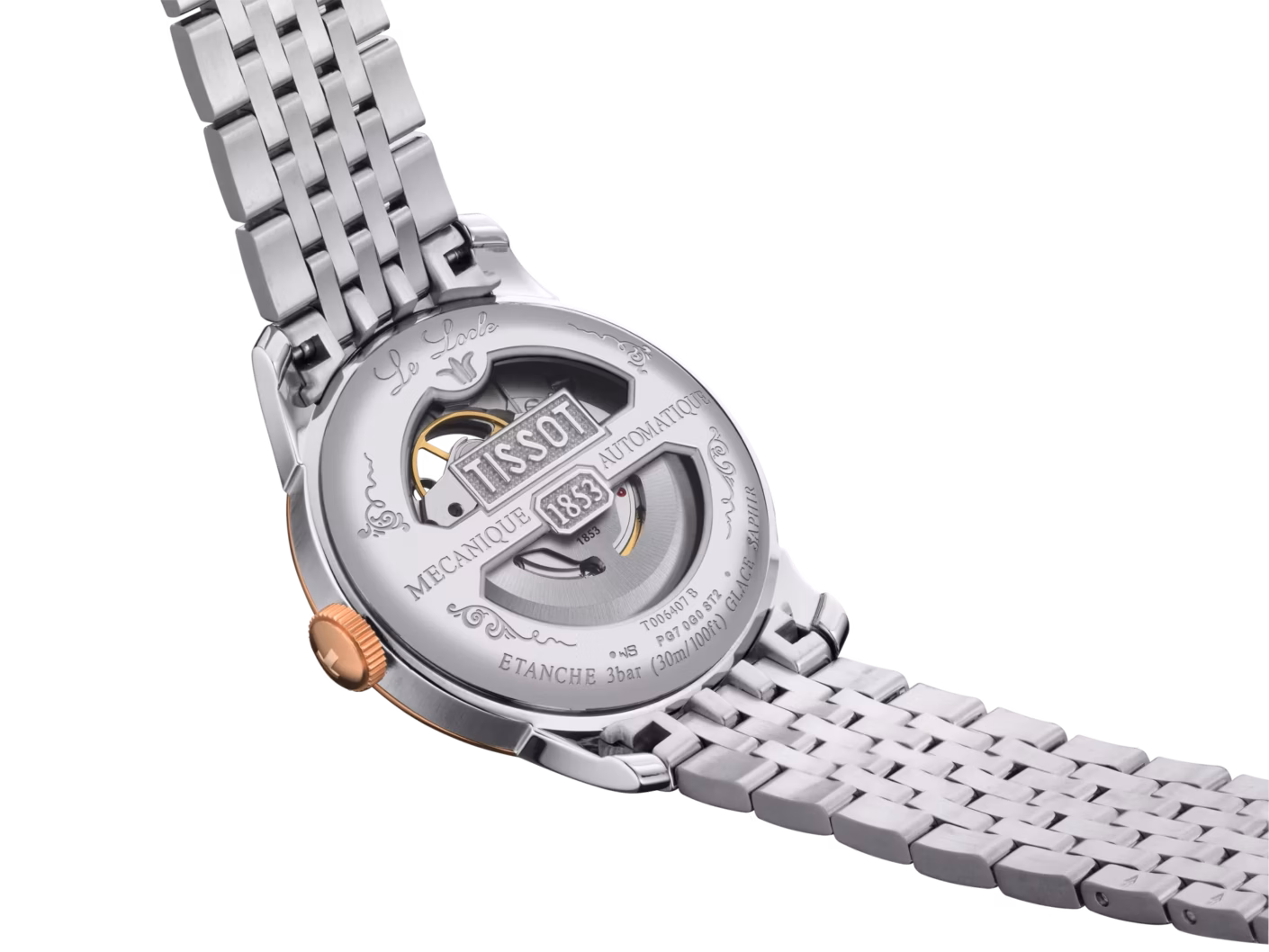 TISSOT 天梭 Le Locle Powermatic 80 Open Heart 力洛克 玫瑰金 鏤空機械錶 T006.407.22.033.02