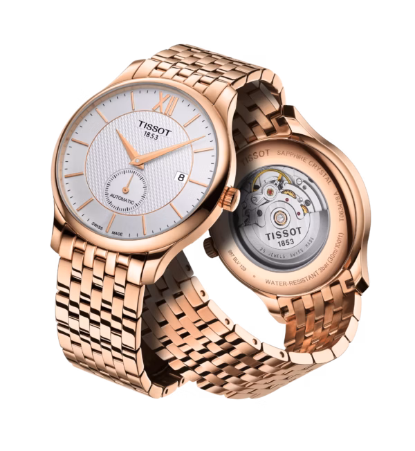 TISSOT 天梭 Tradition Automatic Small Second 傳統系列 玫瑰金機械錶 T063.428.33.038.00：圖片 5