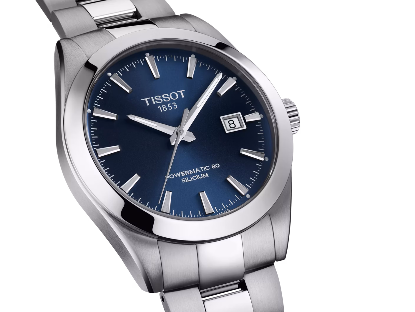 TISSOT 天梭 Gentleman Powermatic 80 Silicium 矽游絲 紳士藍機械腕錶 T127.407.11.041.00