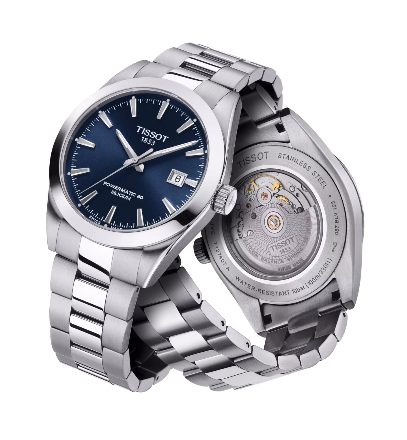 TISSOT 天梭 Gentleman Powermatic 80 Silicium 矽游絲 紳士藍機械腕錶 T127.407.11.041.00
