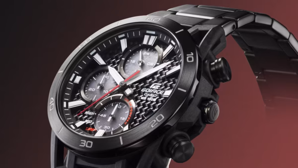 CASIO 卡西歐 EDIFICE EQS-960DC-1AV 全黑碳纖維 太陽能計時賽車錶：圖片 4
