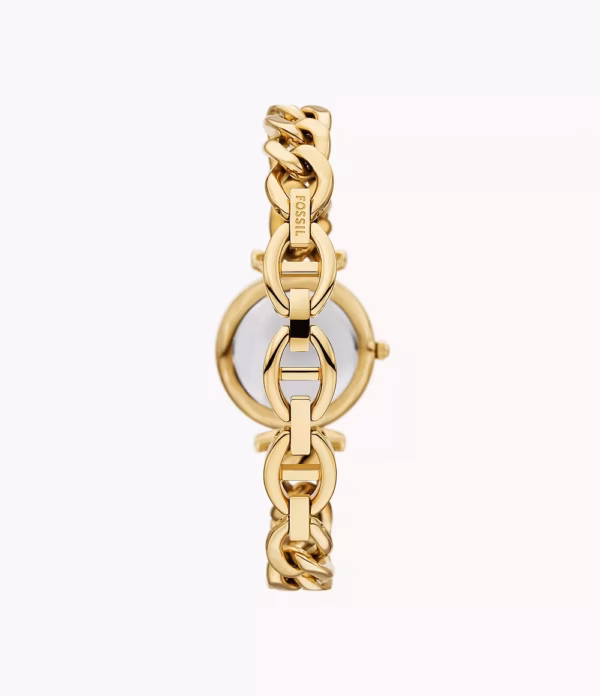 FOSSIL Carlie 優雅金羅馬時刻手錶手鍊套組 金色不鏽鋼錶帶 28MM ES5387SET：圖片 3