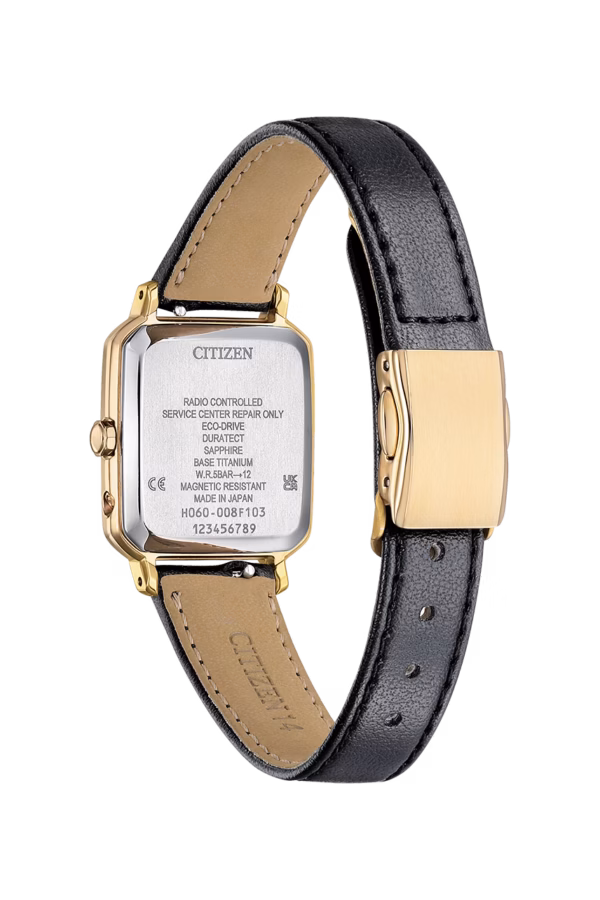 CITIZEN 星辰 xC 限量款 香檳金方形光動能電波女錶 ES9502-12A：圖片 3
