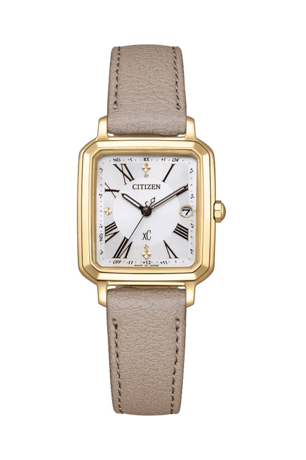 CITIZEN 星辰 xC 限量款 香檳金方形光動能電波女錶 ES9502-12A：圖片 6