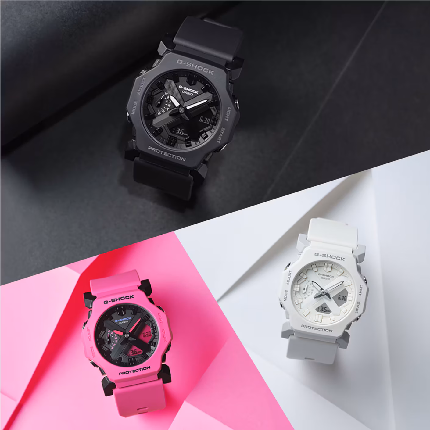 CASIO 卡西歐 G-SHOCK GA-2300-4A 亮粉色 纖薄數位指針雙顯錶