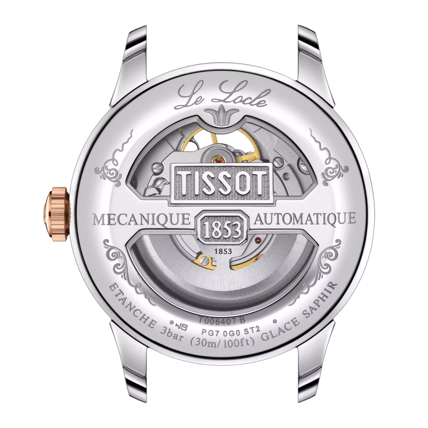 TISSOT 天梭 Le Locle Powermatic 80 Open Heart 力洛克 玫瑰金 鏤空機械錶 T006.407.22.033.02