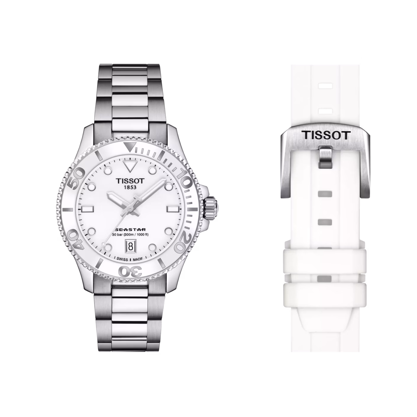 TISSOT 天梭 Seastar 1000 36mm 白海星潛水錶 T120.210.11.011.00