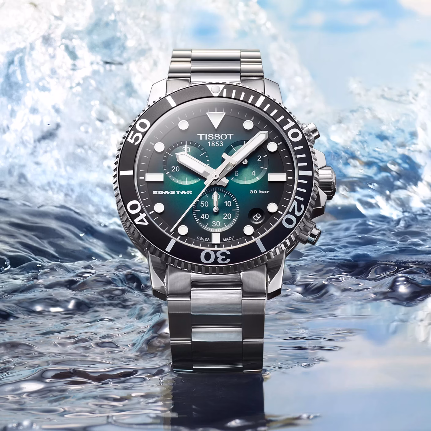 TISSOT 天梭 Seastar 1000 Quartz chronograph 綠海星三眼計時錶 T120.417.11.091.01
