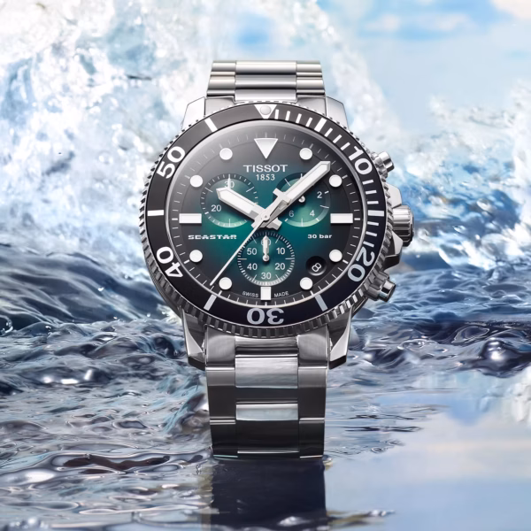 TISSOT 天梭 Seastar 1000 Quartz chronograph 綠海星三眼計時錶 T120.417.11.091.01：圖片 4
