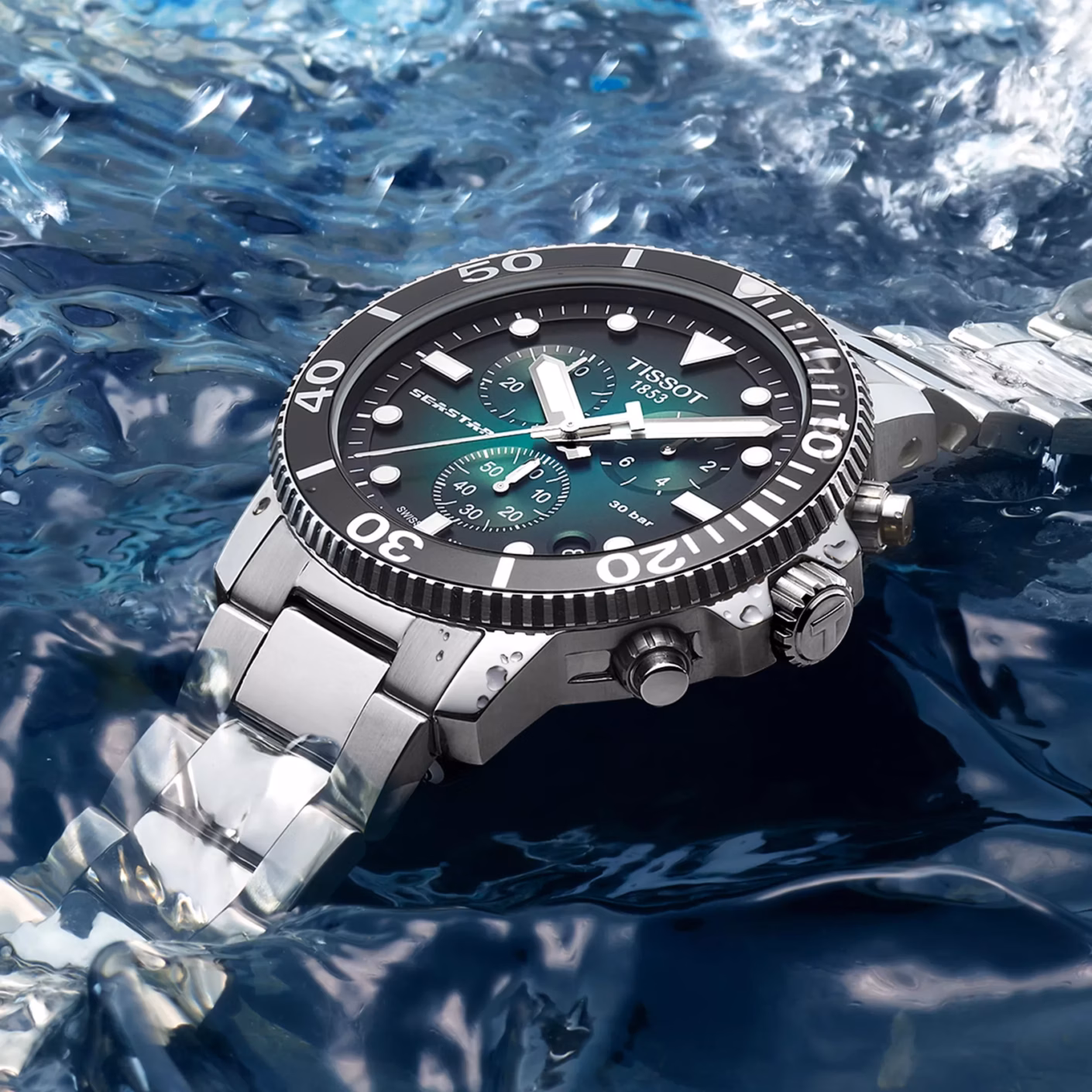 TISSOT 天梭 Seastar 1000 Quartz chronograph 綠海星三眼計時錶 T120.417.11.091.01