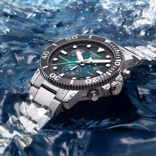 TISSOT 天梭 Seastar 1000 Quartz chronograph 綠海星三眼計時錶 T120.417.11.091.01：圖片 6
