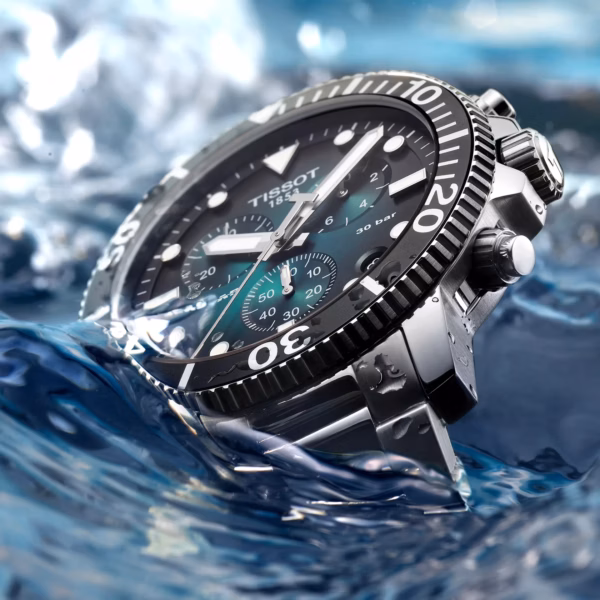 TISSOT 天梭 Seastar 1000 Quartz chronograph 綠海星三眼計時錶 T120.417.11.091.01：圖片 5