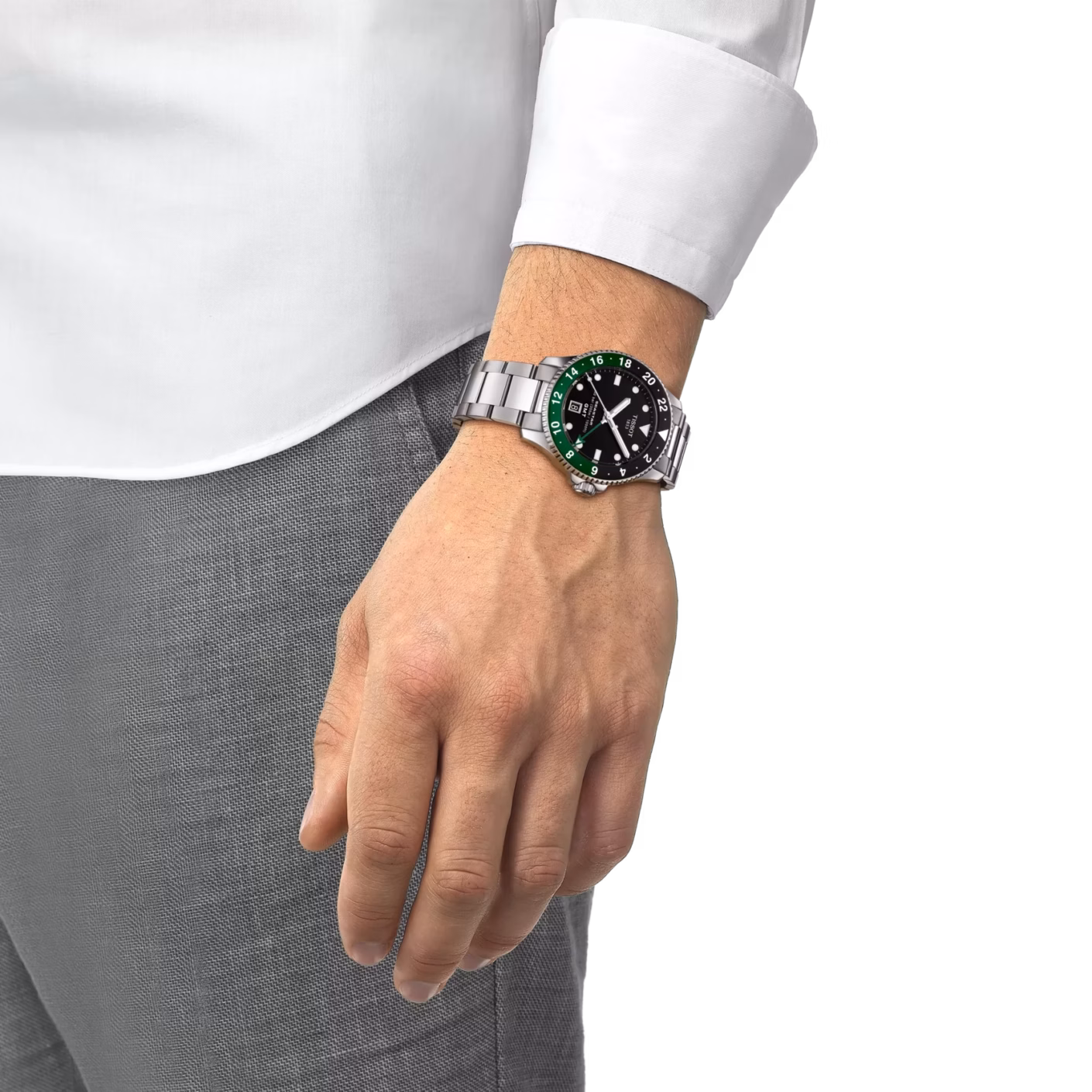 TISSOT 天梭 Seastar 1000 Quartz GMT 40mm 雙時區 綠海星潛水錶 T120.852.11.051.00
