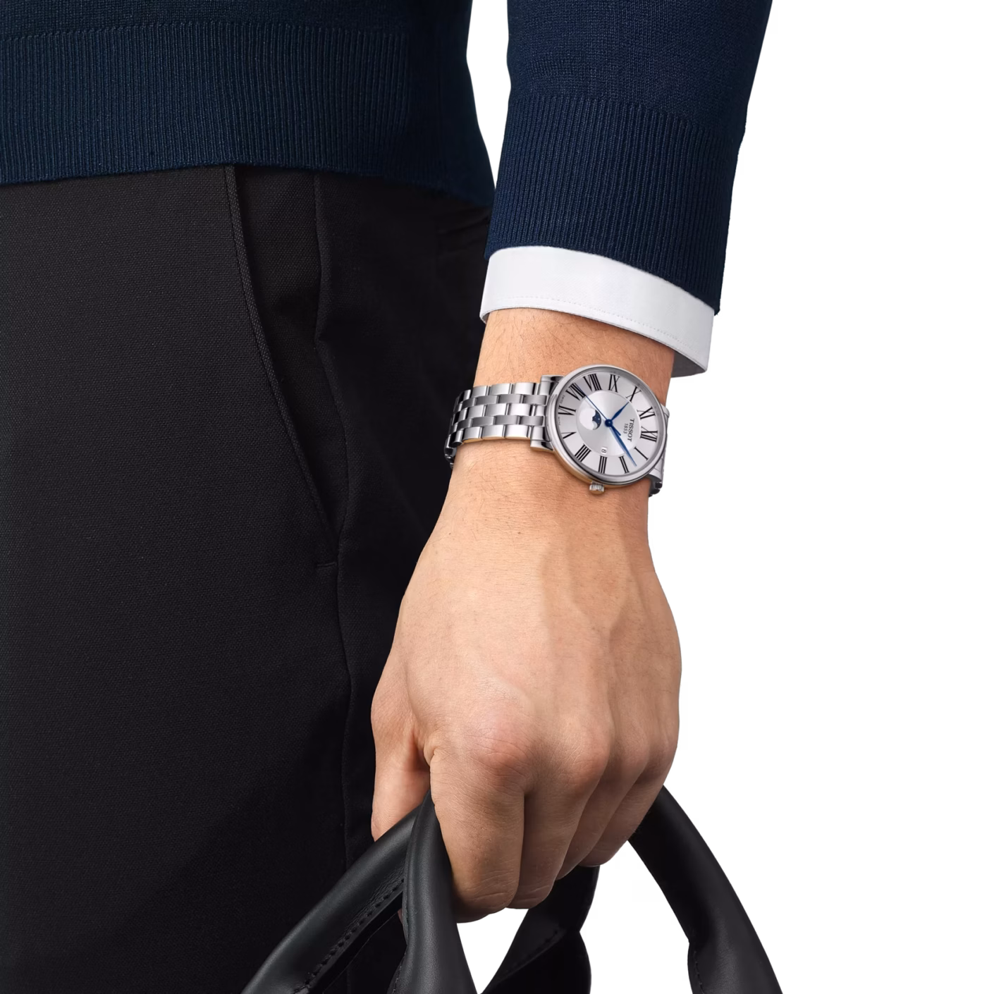 TISSOT 天梭 Carson Premium Gent Moonphase 羅馬銀 月相顯示三針腕錶 T122.423.11.033.00