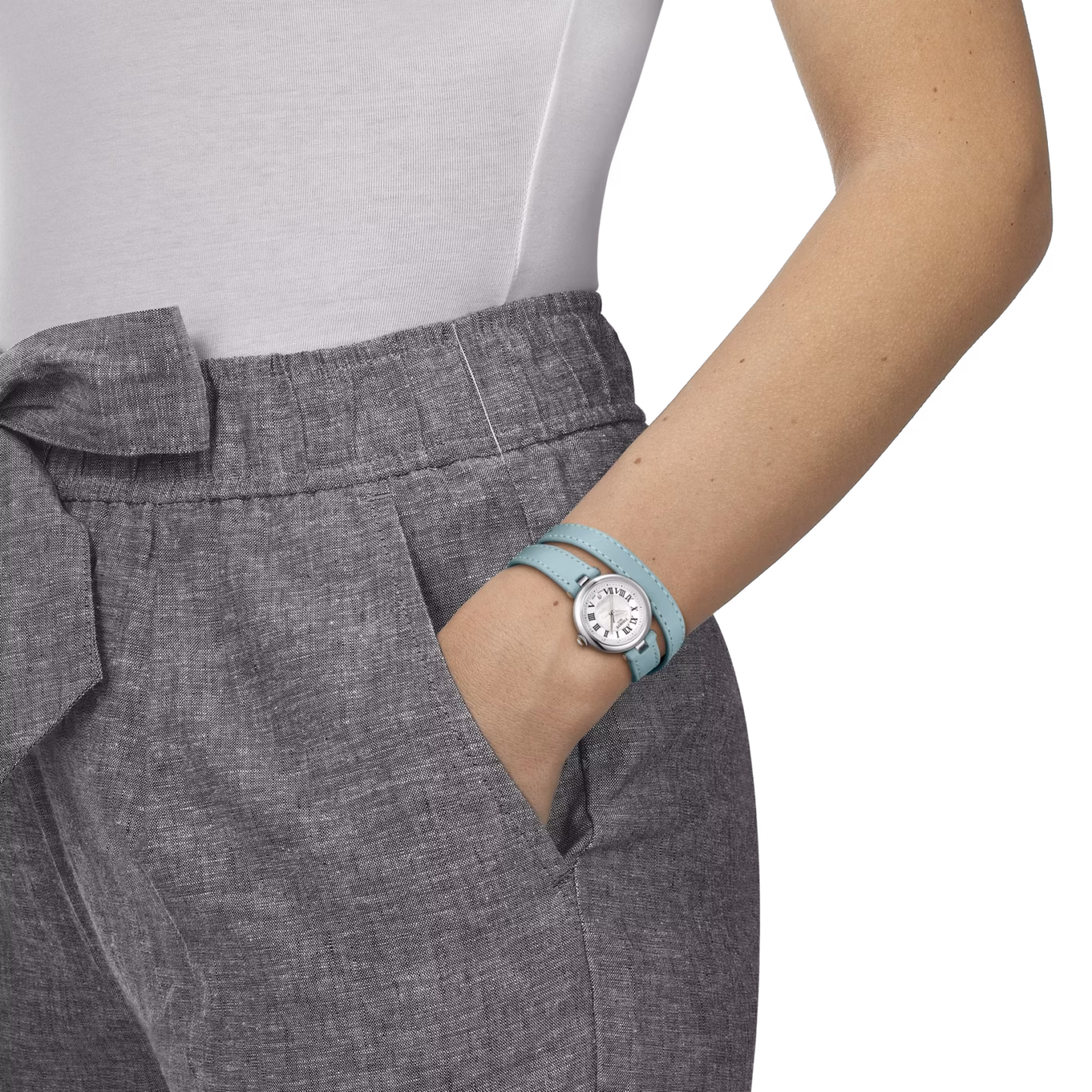 TISSOT 天梭 Tissot Bellissima Small Lady-M double tour strap 珍珠水藍 女裝腕錶 T126.010.16.113.01