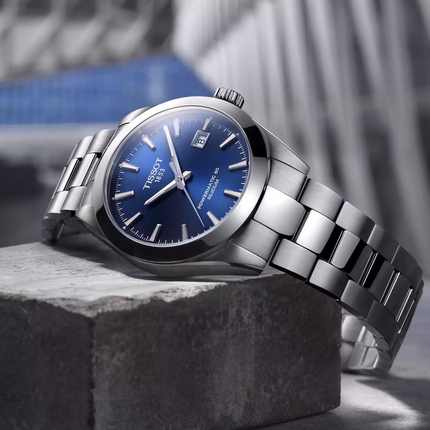 TISSOT 天梭 Gentleman Powermatic 80 Silicium 矽游絲 紳士藍機械腕錶 T127.407.11.041.00