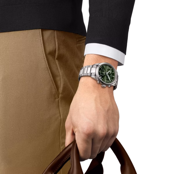 TISSOT 天梭 PR 100 Chronograph 40mm 綠色計時碼錶 T150.417.11.091.00：圖片 5