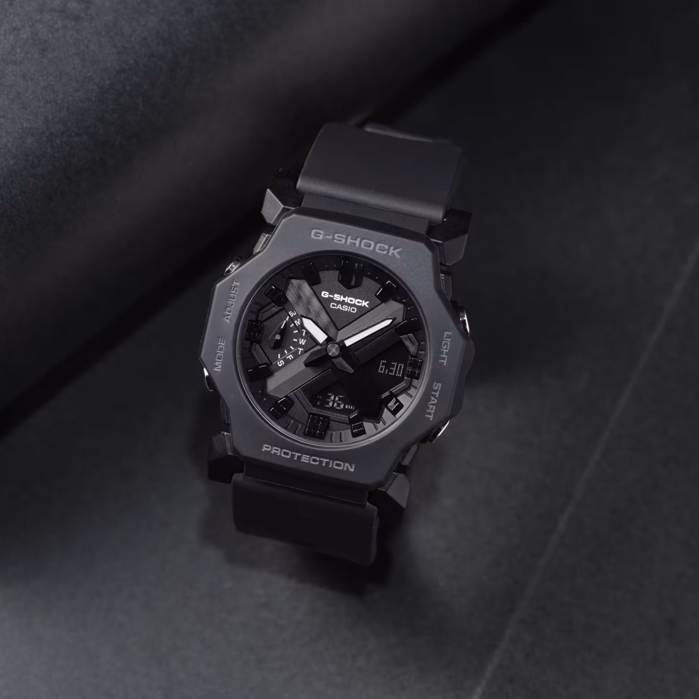 CASIO 卡西歐 G-SHOCK GA-2300-1A 黑色 纖薄數位指針雙顯錶
