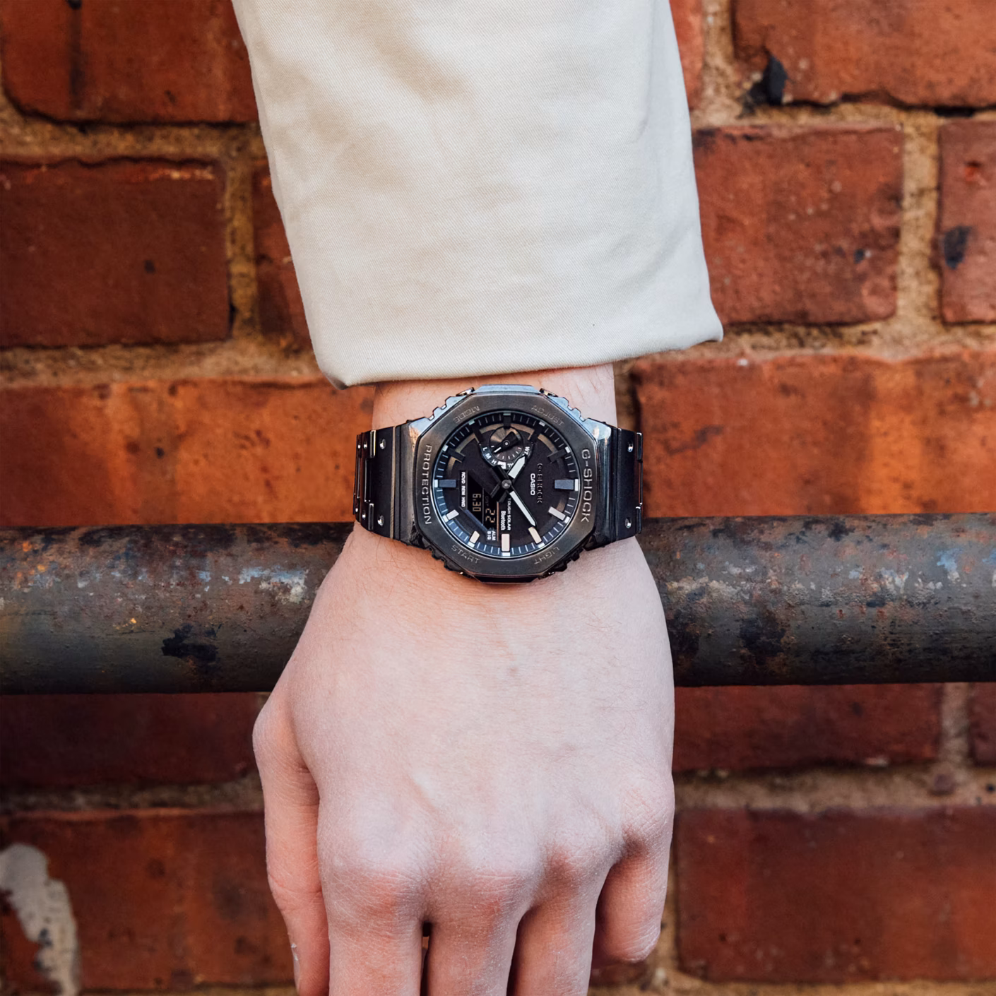 CASIO 卡西歐 G-SHOCK GM-B2100BD-1A 不鏽鋼八角系列 太陽能數位指針錶