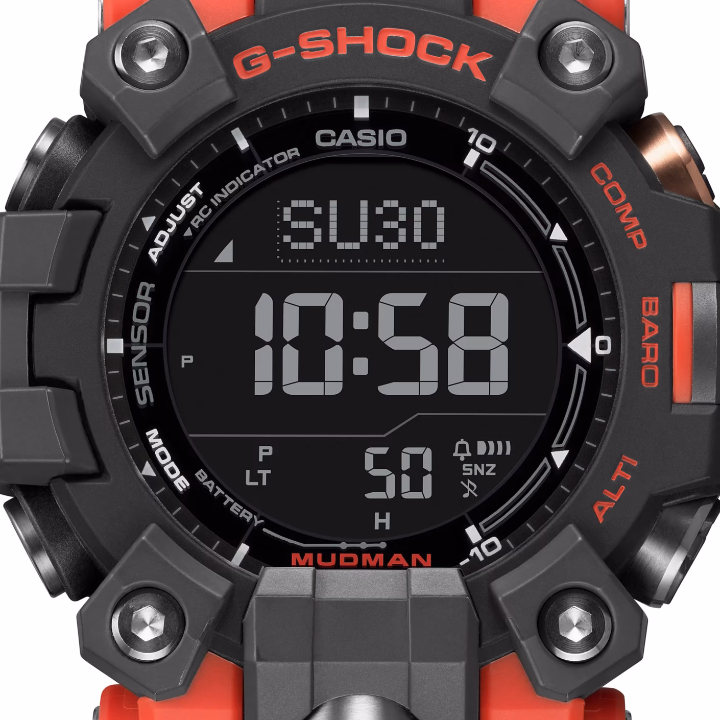 CASIO 卡西歐 G-SHOCK GW-9500-1A4 MUDMAN系列 野地橘 電波太陽能數位錶