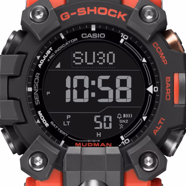 CASIO 卡西歐 G-SHOCK GW-9500-1A4 MUDMAN系列 野地橘 電波太陽能數位錶：圖片 5