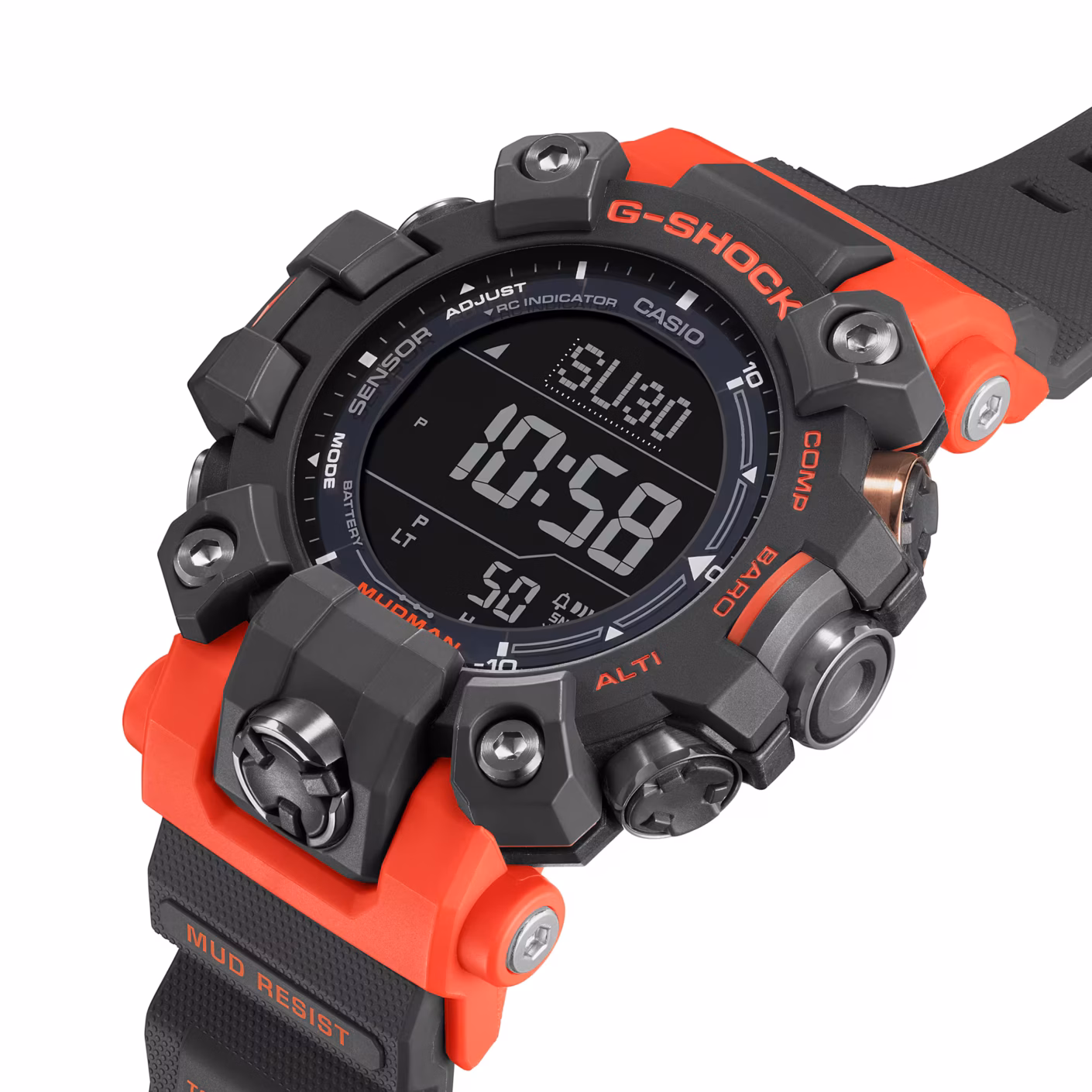 CASIO 卡西歐 G-SHOCK GW-9500-1A4 MUDMAN系列 野地橘 電波太陽能數位錶