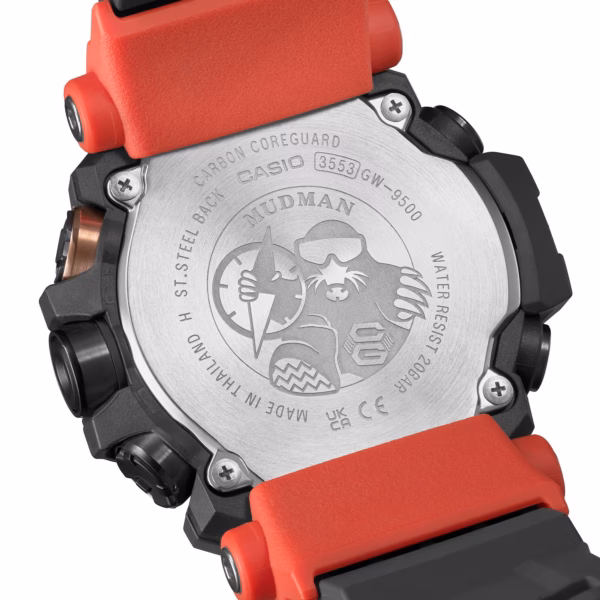 CASIO 卡西歐 G-SHOCK GW-9500-1A4 MUDMAN系列 野地橘 電波太陽能數位錶：圖片 3