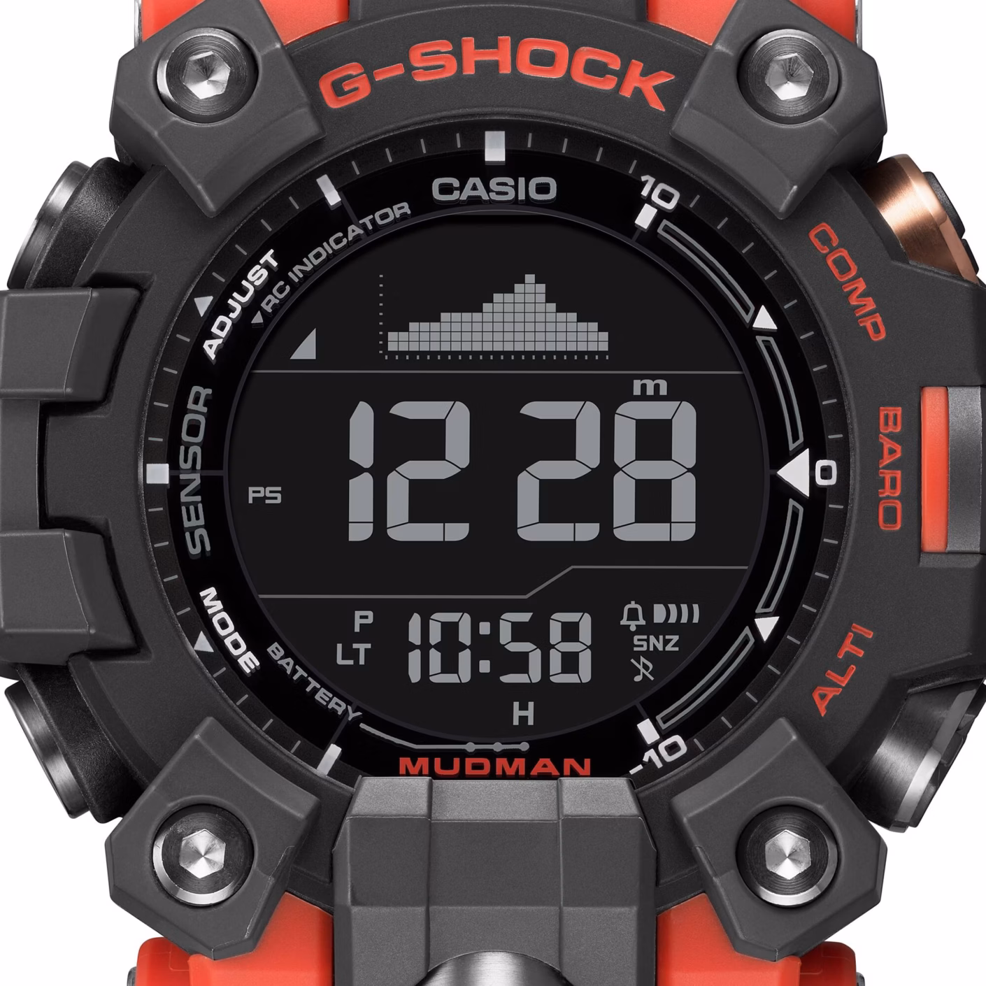 CASIO 卡西歐 G-SHOCK GW-9500-1A4 MUDMAN系列 野地橘 電波太陽能數位錶