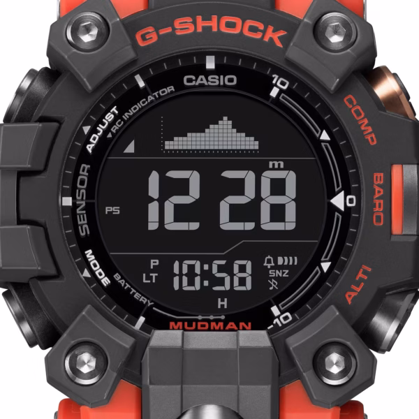 CASIO 卡西歐 G-SHOCK GW-9500-1A4 MUDMAN系列 野地橘 電波太陽能數位錶：圖片 6
