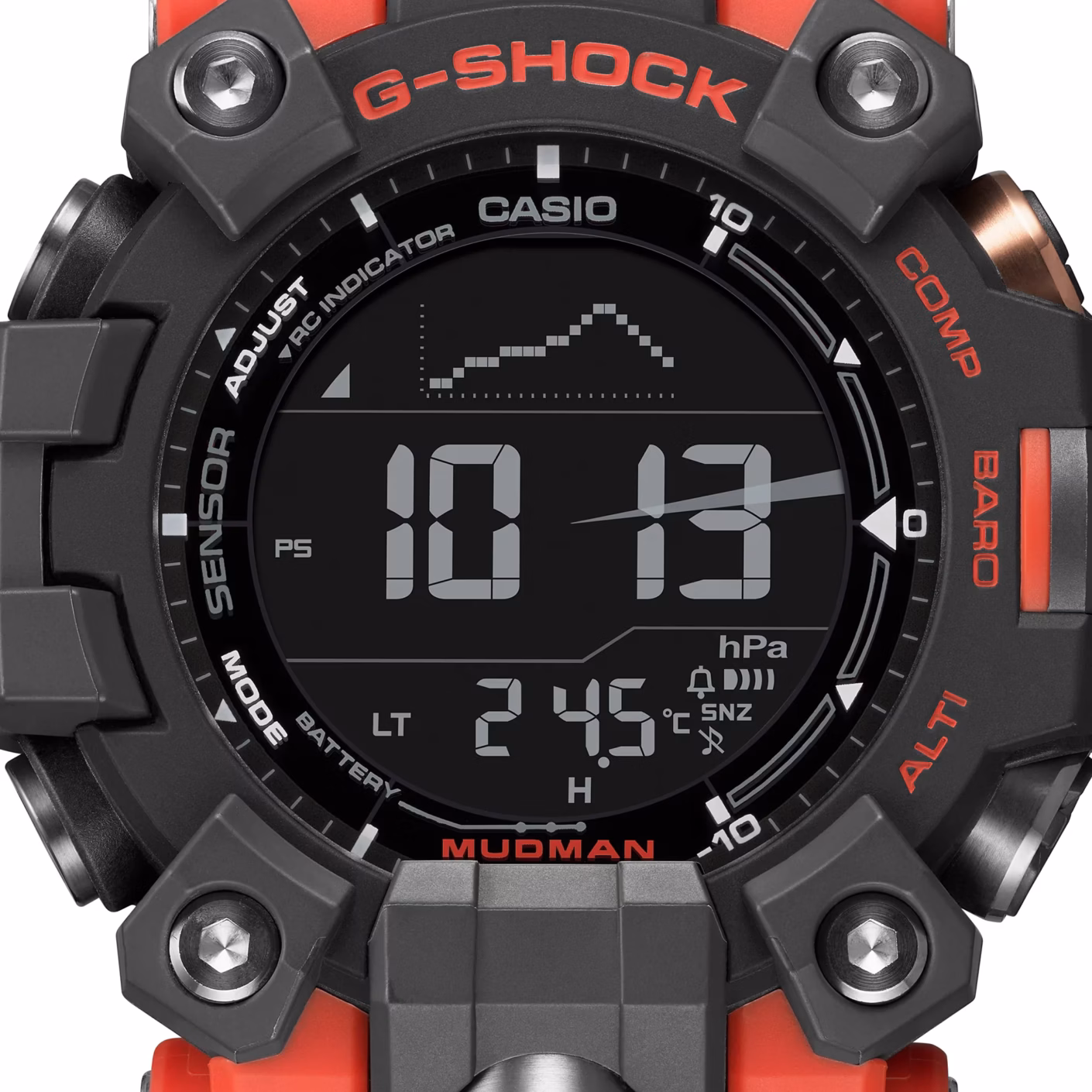 CASIO 卡西歐 G-SHOCK GW-9500-1A4 MUDMAN系列 野地橘 電波太陽能數位錶