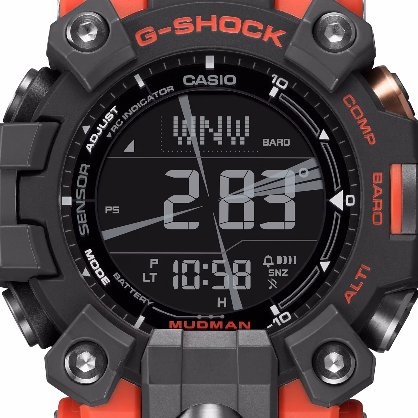 CASIO 卡西歐 G-SHOCK GW-9500-1A4 MUDMAN系列 野地橘 電波太陽能數位錶