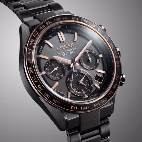 CITIZEN 星辰 ATTESA ACT Line 黑鈦系列 玫瑰金光動能GPS衛星對時錶 CC4074-61W：圖片 6