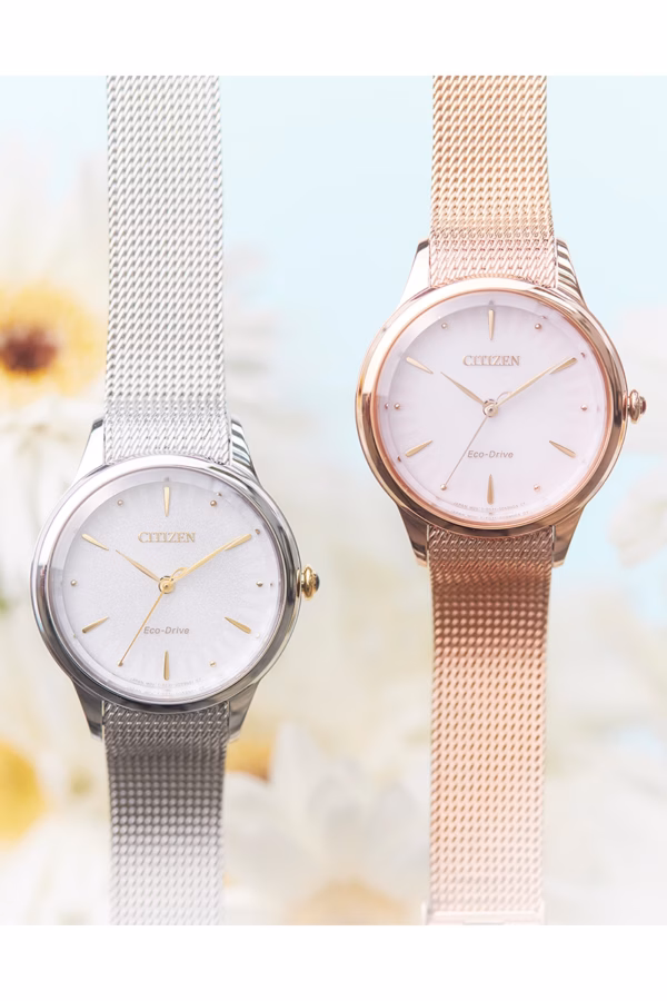 CITIZEN 星辰 L系列 亞洲限定 粉紅金非洲菊光動能女錶 EM0819-80X：圖片 5